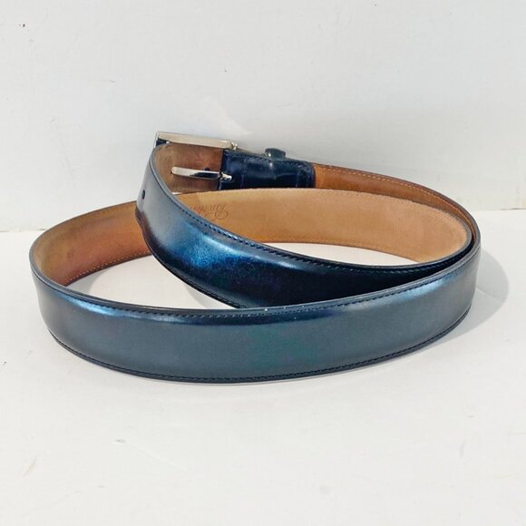 Brooks Brothers Mens Dress Belt Black Genuine Leather Shiny Finish Italy 40 - Picture 3 of 11